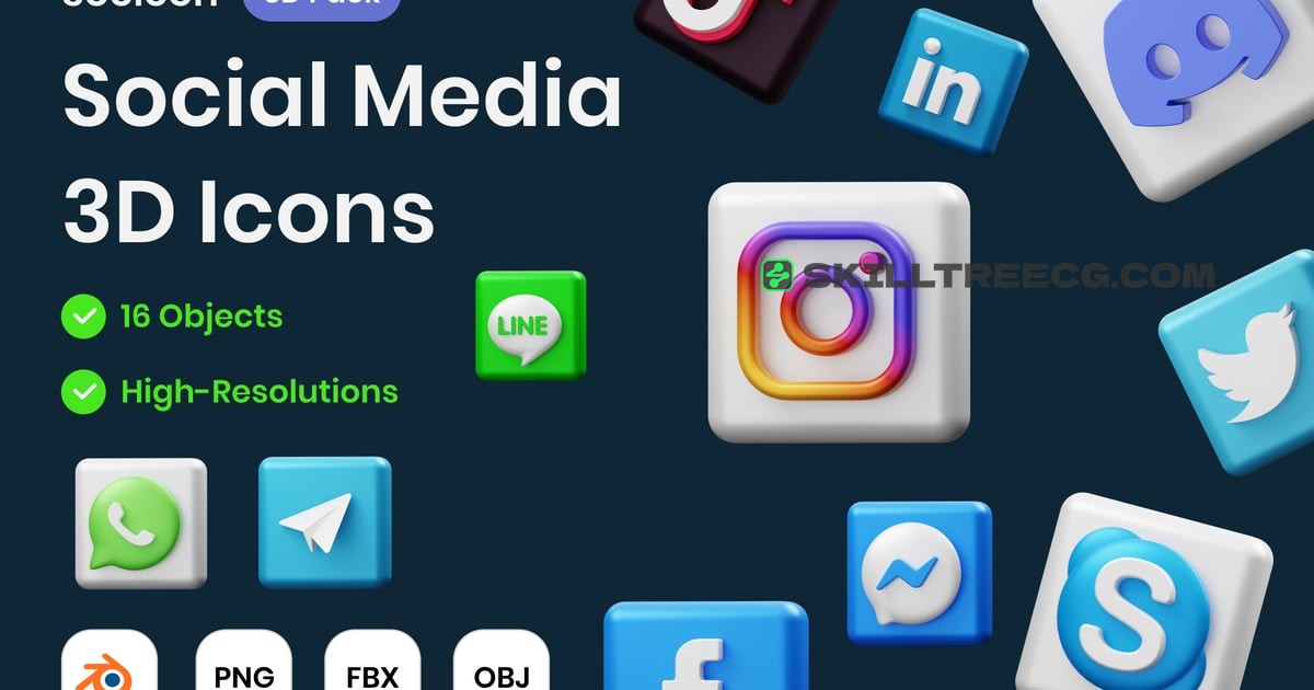 Social Media 3D Illustration（994237）-技能树